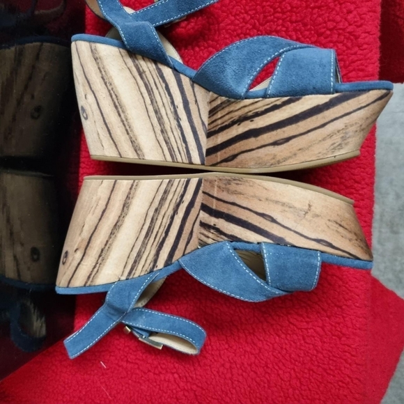 Miss sixty blue denim look suede Cork effect wedged sandals. Size 37 uk 4Bnib - Picture 3 of 4